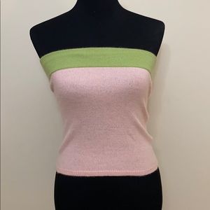 Boston Proper Pink and Green Strapless Knit Tube Top